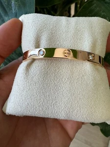 CARTIER LOVE BRACELET 4 DIAMOND 18K ROSE GOLD Size 17 W/BOX & CERT - B3998 - Picture 1 of 8