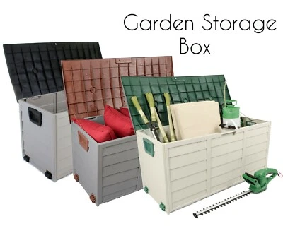 290L Outdoor Garden Storage Plastic Box Chest Tools Cushions Toys Lockable Seat - Image 1 of 4