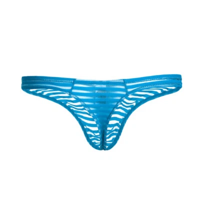 Sexy Men's See-through Mesh Solid Stripes T-back Underwear Male G-String Pan ~ - Image 1 of 4