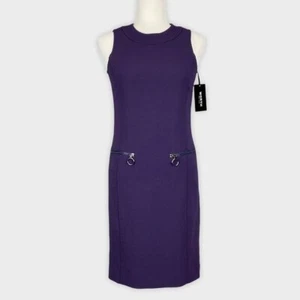 Worth New York Womens Purple Wool Sleeveless Sheath Dress Zip Pockets size x0 - Picture 1 of 11