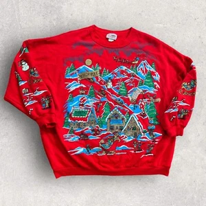 Suéter Vintage Navidad Pintura Puff Años 80 Talla Grande  - Imagen 1 de 11