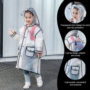 Portable Raincoat Hooded Raincoat Hooded Poncho Rain Coat Kids Travel Hiking - Picture 1 of 8
