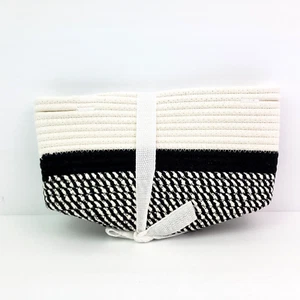 Unbranded White Black Woven Storage Cotton Rope Plant Basket 7 In Planter - Picture 1 of 4