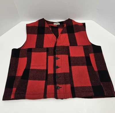 Chaleco de lana a cuadros LL Bean Buffalo de colección para hombre XL hecho en Maine Foto 1 de 4