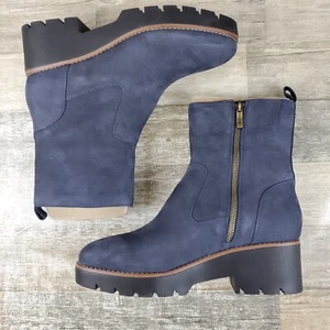 Easy Spirit Morgan Casual Bootie Womens Sz 10 W Blue Leather Lug-Sole Side Zip - Picture 1 of 13