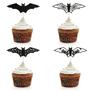 12 Pcs Retro Vintage Halloween Spooky Bat Kitschy House Cake Cupcake Toppers - Picture 1 of 3
