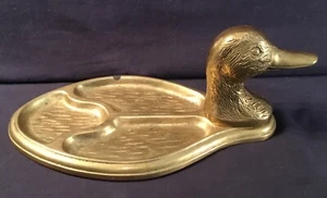 Solid Brass Duck Valet Tray Coin Jewelry Mens Organizer Divided Change Vintage - Picture 1 of 10