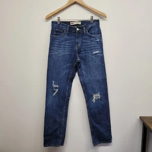 Levis Boys 502 Regular Taper Jeans Sz 14 Reg 27x27 Distressed Denim Medium Wash - Picture 1 of 11