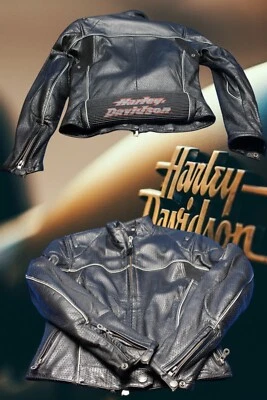 Harley Davidson Mujer Chaqueta Cuero Negro Talla XS Foto 1 de 4