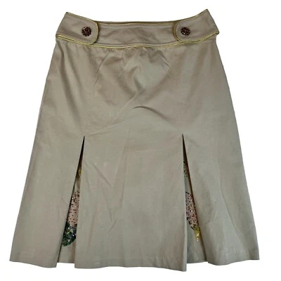 Cynthia Steffe Flare Pleated Skirt Jewel Bead Embellishment Beige Women's Size 4 - Image 1 of 4