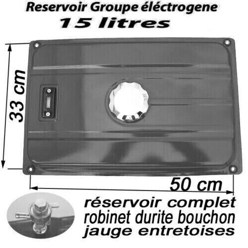 Réservoir Groupe électrogène 15L entraxe fix 33 x 50 cm bouchon + robinet durite - Photo 1/1