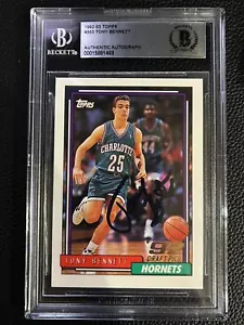 Tony Bennett Charlotte Hornets 1992 Topps #353 RC signiertes Autogramm Beckett BAS - Bild 1 von 2
