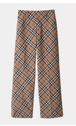 Pantaloni di lana sartoriali firmati Burberry a quadri nuovi con etichetta taglia EU46 US 36