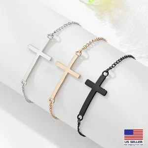 Fashion Women Retro Bracelet Classic Jesus Cross Simple Pendant Wrist Chain 0625 - Picture 1 of 8