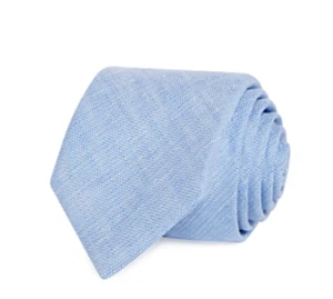 NEW W TAGS Zegna Textured Solid Linen Skinny Tie in Pastel Blue, One Size - Picture 1 of 1