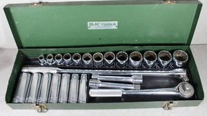 Vintage S-K Tools 1/2" Dr. Chrome Socket Set Deep & Shallow & Blackhawk Br.Bar - Picture 1 of 24