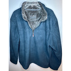 London Fog Mens XL - 1/4 Zip Sherpa Lined Fleece Pull Over Navy Blue Sweater EUC