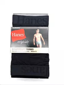 Hanes Ultimate Mens Originals Trunks Supersoft Viscose Underwear 3PK Sz XL Black - Picture 1 of 2