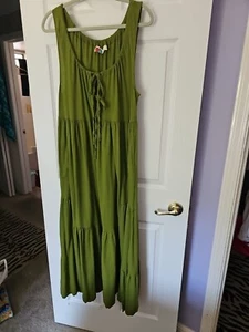 Free People Beach Maxi With Pockets, Size L GREEN NWOT Gorgeous - Picture 1 of 10