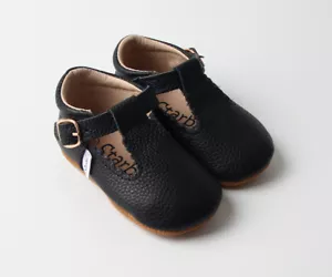 Hard-soles Toddler Mary Janes Black Toddler Shoes Toddler T-Bar Shoes Baby shoes - Picture 1 of 13