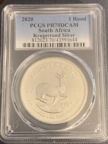 2020 South Africa Krugerrand Silver PROOF 1oz Coin PCGS PR70 DCAM -Pop 3**RARITY Cover