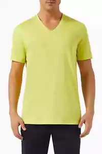 Armani Exchange Men's Basic Pima V-Neck Tee, Cyber Yellow, XL - Picture 1 of 2