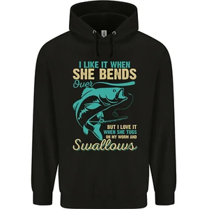 She Bends Over Rude Fishing Funny Childrens Kids Hoodie - Picture 1 of 3