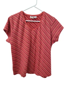 Faded Glory Stretch Top Flügelärmel orange gold metallic gestreift Damen XL - Bild 1 von 10