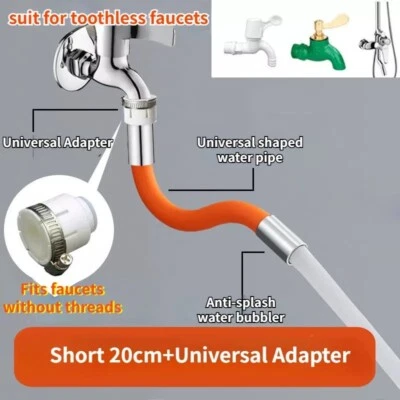Flexible Water Tap Extension Hose Kitchen Faucet Accessories Universal Interface - Image 1 of 4