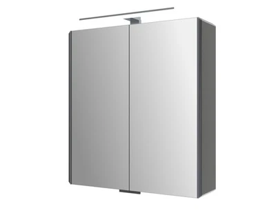 Alu Spiegelschrank Basic mit Aufbauleuchte 65 cm Aluminiumspiegelschrank - Bild 1 von 4