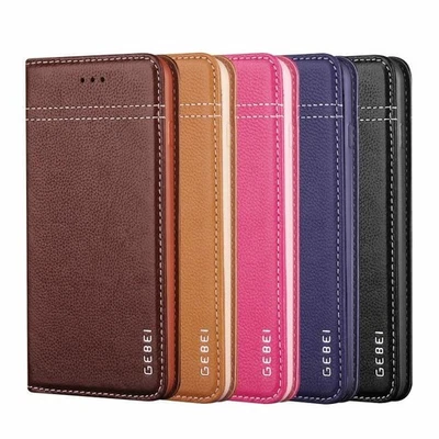 Luxury Genuine Leather Wallet Case Magnetic Flip Cover For Samsung Galaxy Phone - Image 1 of 4