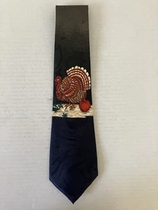 Fratello Hand Made Men's Necktie Tie Polyester Turkey Pumpkin Thanksgiving 57" - Picture 1 of 8