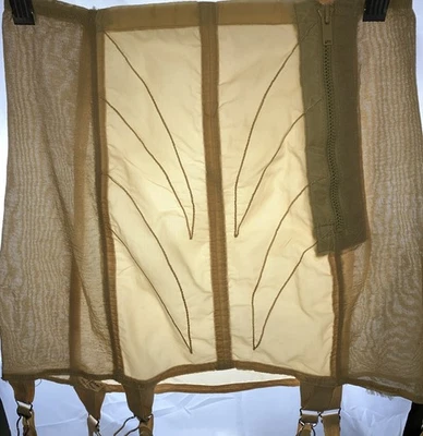 Vintage 40s deco Open bottom girdle peach attached garter - Image 1 of 4