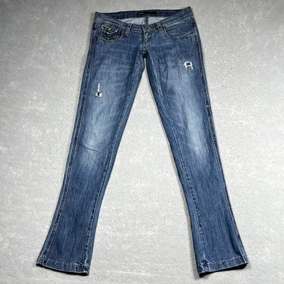 Y2K Vintage Miss Sixty Jeans Womens 28 Blue Low Rise Shock Distressed Inseam 33 - Image 1 of 4