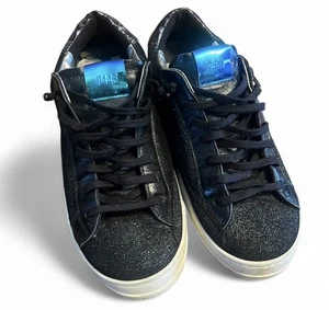 P448 John Glitzer Schwarz Leder Low Top Sneaker Schuhe Gr. 41 - Bild 1 von 6