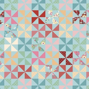 HOPSCOTCH and FRECKLES ~ PINWHEELS on Blue ~ Poppie Cotton ~ Cheater Quilt BTY - Bild 1 von 2