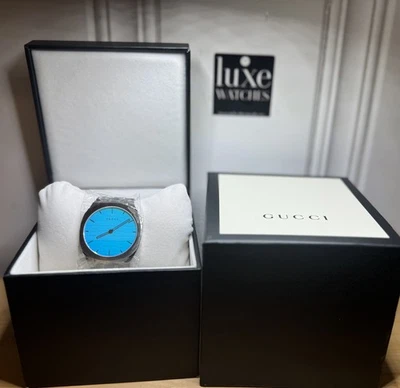 Genuine Gucci NEW Swiss 25H series Ocean Blue 38mm Unisex Watch  YA163409. - Image 1 of 3