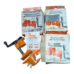 4- Vintage Pony Nr. 50 Klemmbefestigung Halterungen auf 3/4" schwarzem Rohr NEU - Bild 1 von 4
