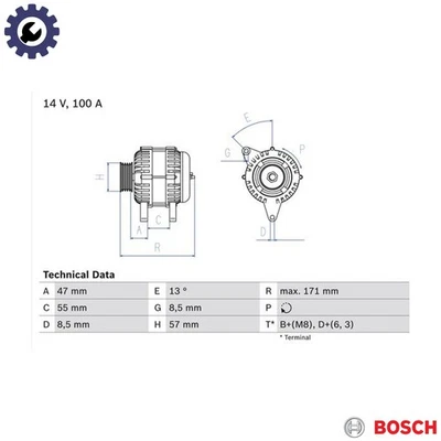 ALTERNATOR 0 986 040 370 FOR VOLVO V40 850/Rural 960 S70 XC70/CROSS/COUNTRY 1.6L - Image 1 of 4