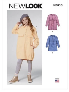 New Look N6716 Sewing Pattern Girl's Shirt Dresses - Size 3-14 - Picture 1 of 7