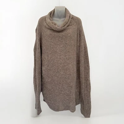 Suéter EILEEN FISHER Talla XL Marrón Gran Tamaño Cuadrado Acogedor Mezcla de Lana de Alpaca Capucha Cuello Foto 1 de 4