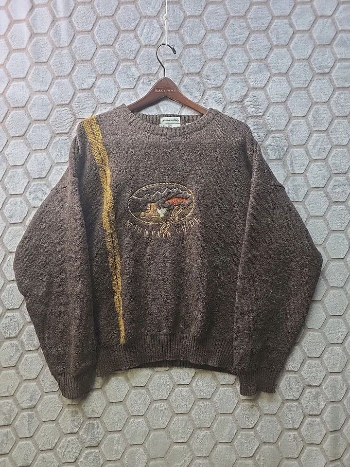 Vintage Sears Roebuck And Co Brown Mountain Guide Wool Blend Sweater Medium Men  - Image 1 of 4