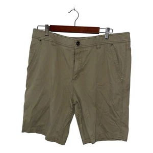 Swiss Tech Shorts Mens 34 Brown Khaki Flat Front Performance Outdoor Casual - Picture 1 of 3