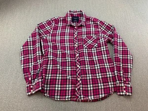 American Eagle Outfitters Flanellhemd mit Knopfleiste Damen L rosa kariert Grunge - Bild 1 von 15