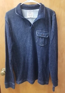 Lucky Brand True Indigo Men’s 100% Cotton Knit Sweater Navy Size Small Pocket - Picture 1 of 7