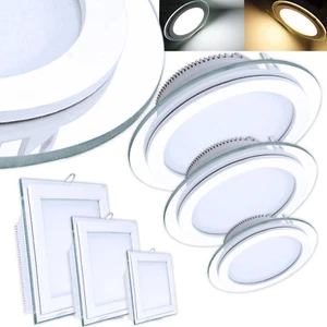 LED panel glass recessed spotlight ceiling light recessed lighting square round flat - Picture 1 of 31