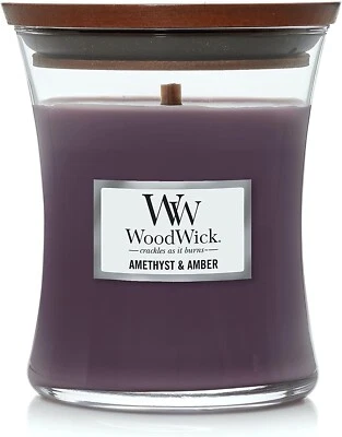 NEW WoodWick AMETHYST & AMBER Medium 10oz Hourglass Jar Candle - Image 1 of 4