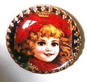 1 Czech Crystal Glass/Brass XMAS Butt. #G445-RARE ANTIQ. Components SIGNED-LARGE - Picture 1 of 4