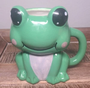 Cute Little Green Frog & Brown Bear Shaped 14 oz Ceramic Coffee Tea Mug Mugs - Picture 1 of 17