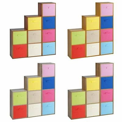 Wooden Cubed Bookcase Storage Units Shelves With Drawer Insert Baskets Organiser — 第 1/2 张图片